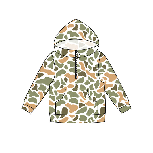 Green orange camo print kids boy long sleeve  hoodie top preorder