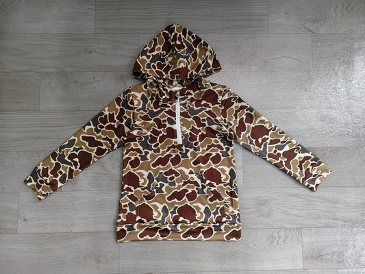 Dark brown camo print kids boy long sleeve  hoodie top preorder