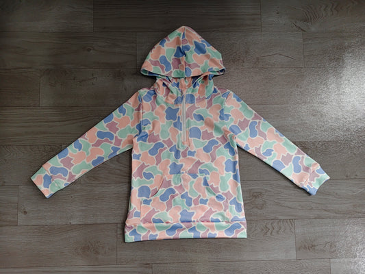 Pink blue camo print kids boy long sleeve  hoodie top preorder
