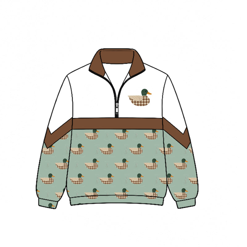 Mallard duck print kids boy long sleeve pullover top preorder