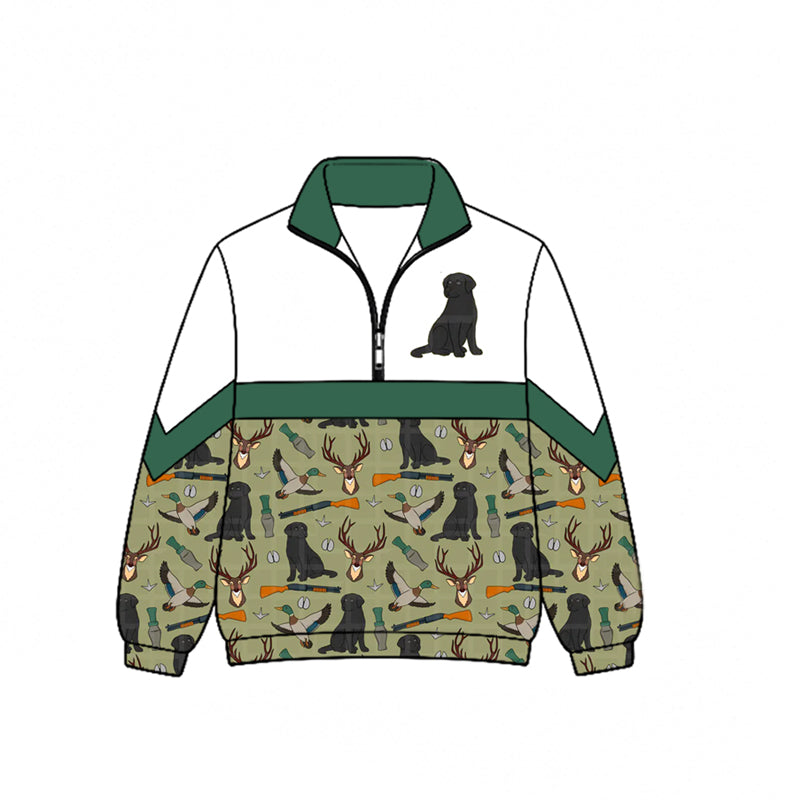Duck dog print kids boy long sleeve pullover top preorder