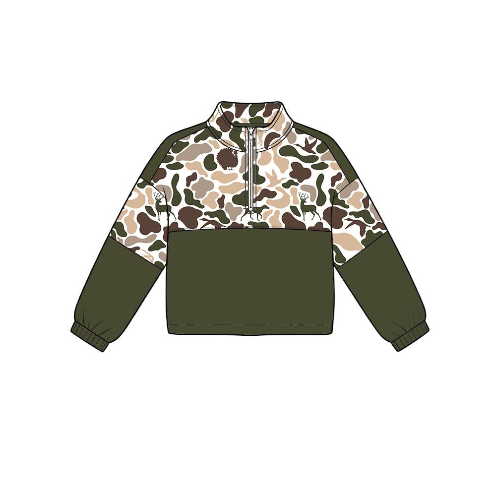 Duck dog camo print kids boy long sleeve pullover top preorder
