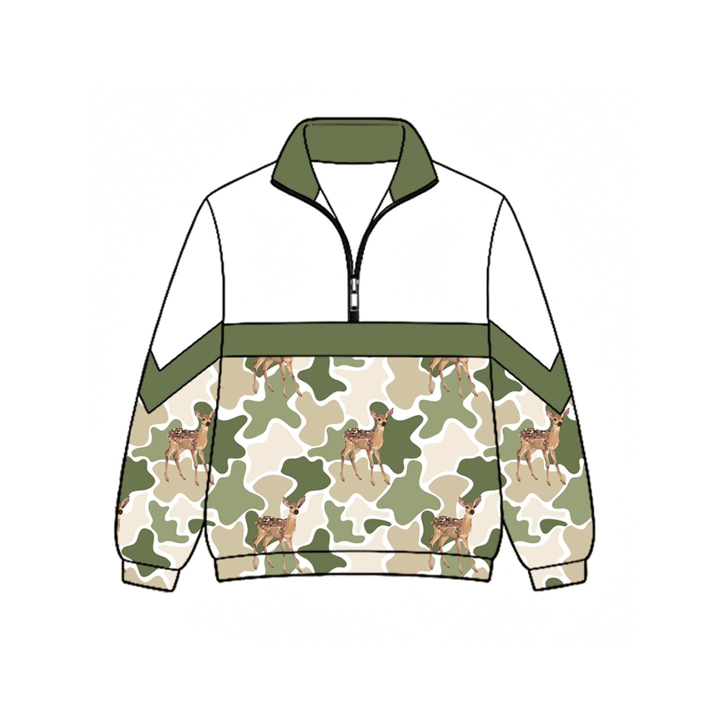 Fall season deer camo kids boy long sleeve pullover top preorder