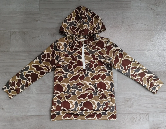 Adult man brown camo long sleeve hoodie top preorder