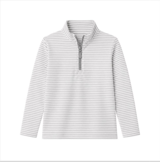 Grey stripes kids girls long sleeve zip pullover top preorder