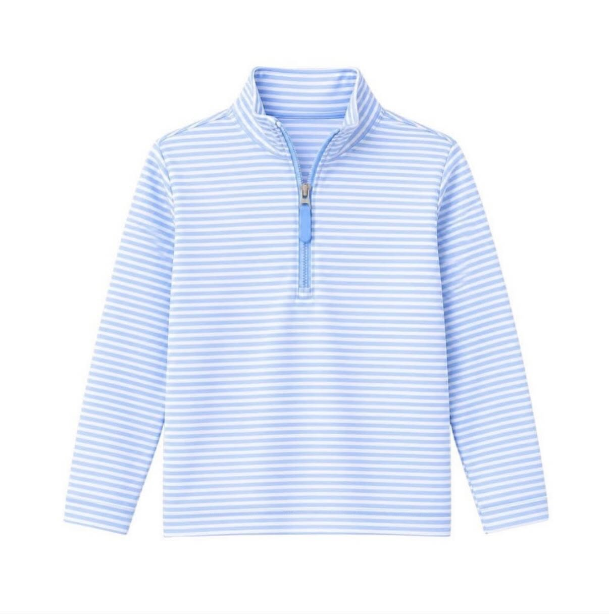 Blue stripes kids girls long sleeve zip pullover top preorder