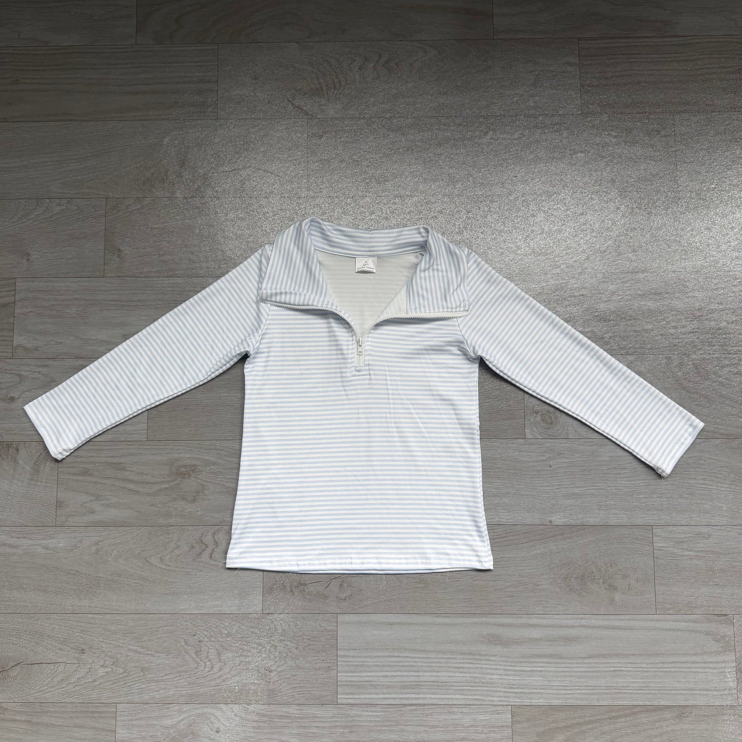 Blue stripes kids boys long sleeve zip pullover top preorder