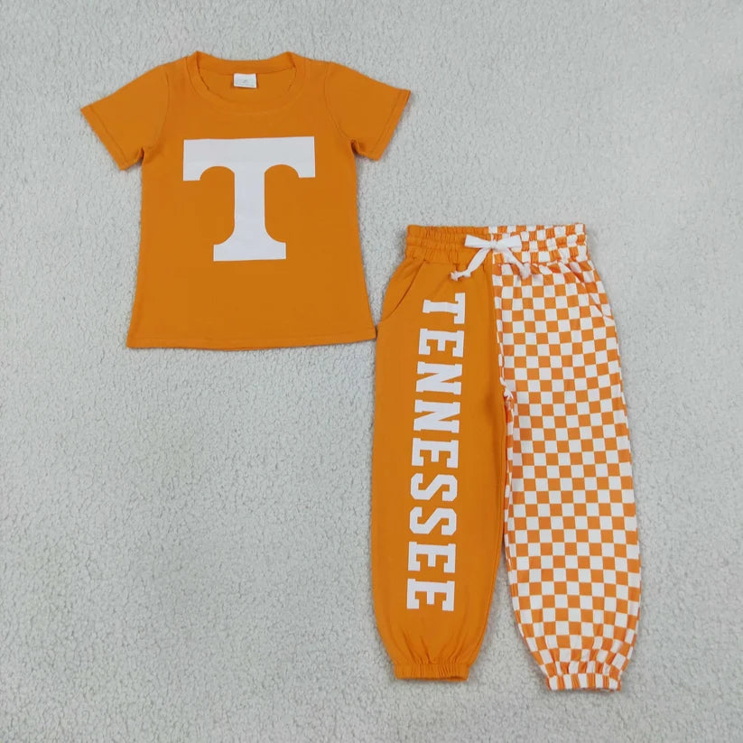 Auburn print short sleeve top matching pants boy outfit