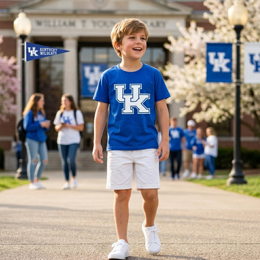 Kentucky print kids girls short sleeve summer vinyl top