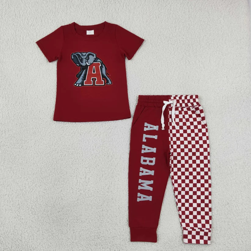 Auburn print short sleeve top matching pants boy outfit