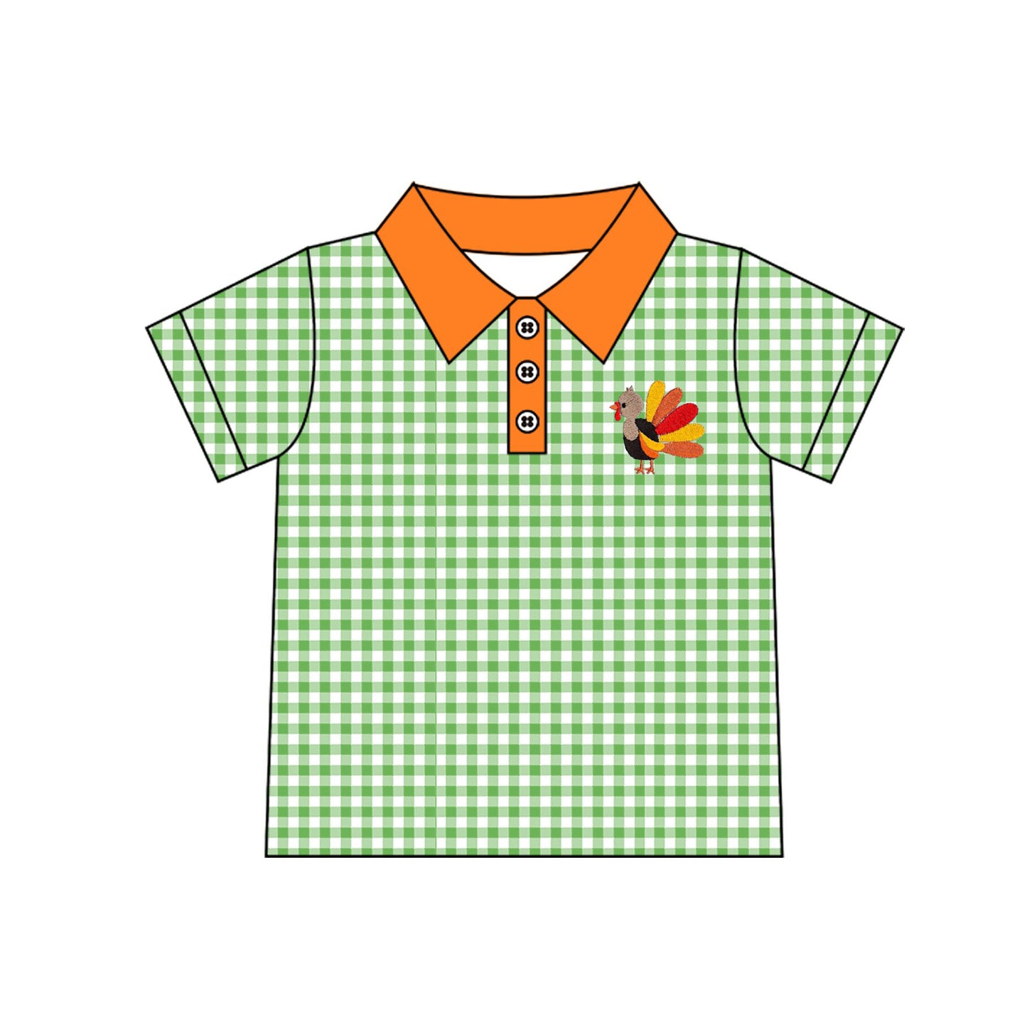 Thanksgiving turkey print boys short sleeve pullover shirt preorder