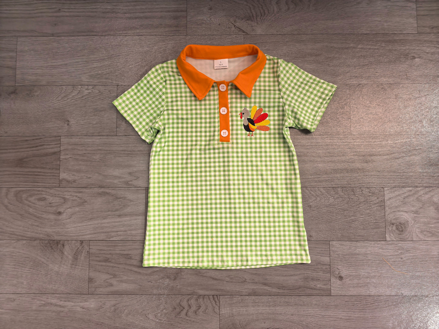 Thanksgiving embroidery turkey print boys short sleeve pullover shirt preorder