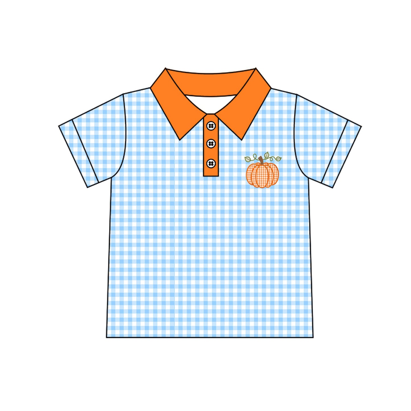 Fall Pumpkin print boys short sleeve pullover shirt preorder