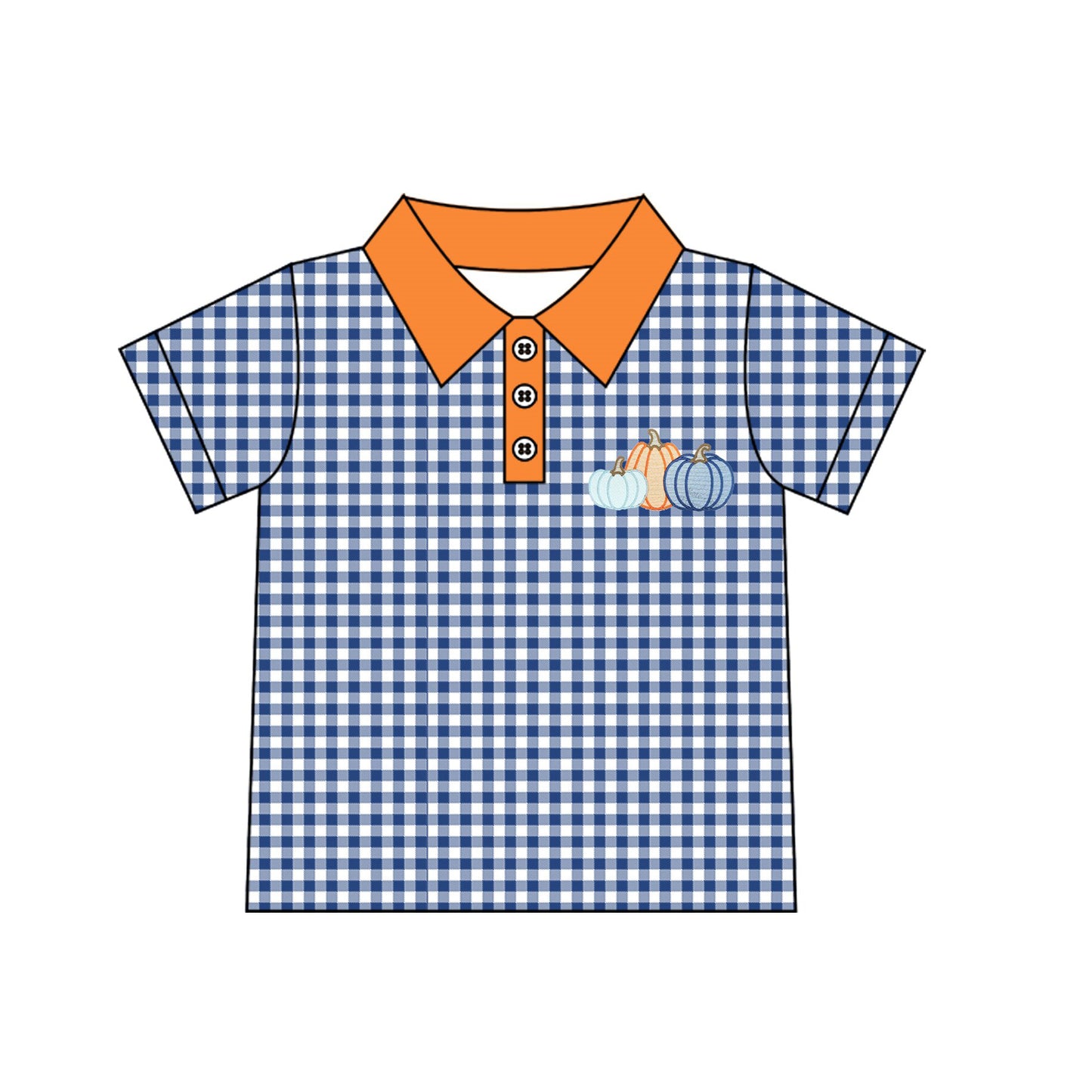Fall Pumpkin print boys short sleeve pullover shirt preorder