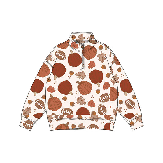 Fall pumpkin leaves kids girls long sleeve pullover top preorder