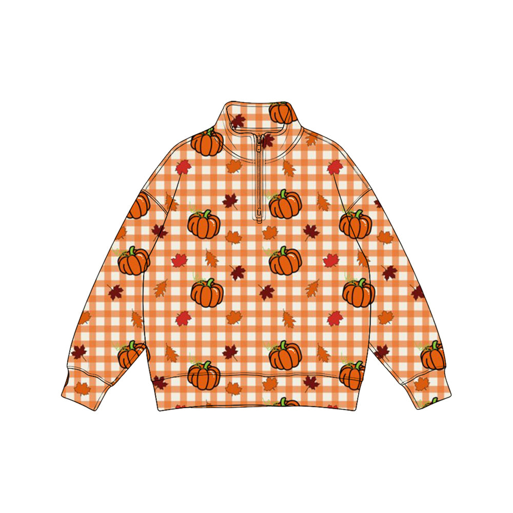 Fall pumpkin leaves kids girls long sleeve pullover top preorder