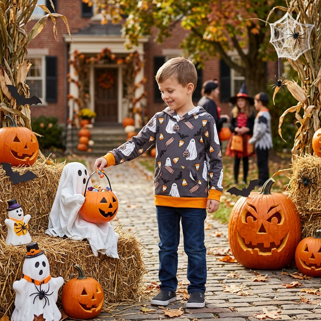 Halloween ghost kids girls long sleeve hoodie top