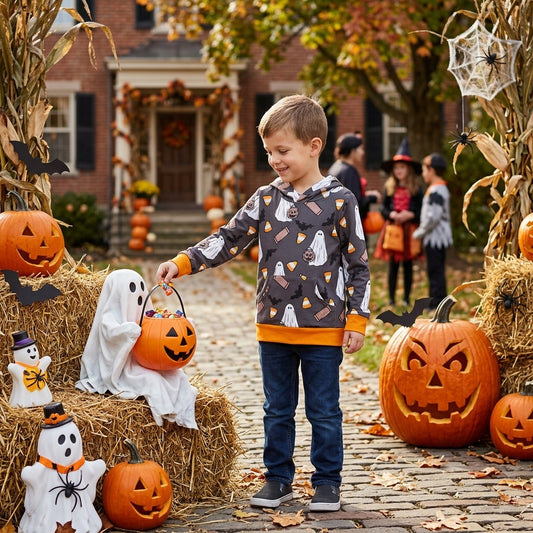 Halloween ghost kids girls long sleeve hoodie top