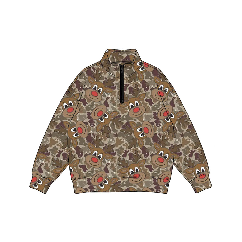 Christmas deer print kids boy long sleeve pullover top preorder