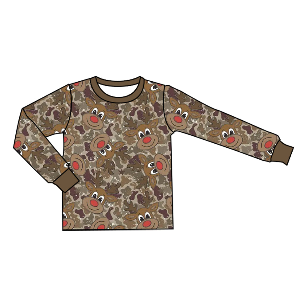 Christmas deer print kids boy long sleeve top preorder