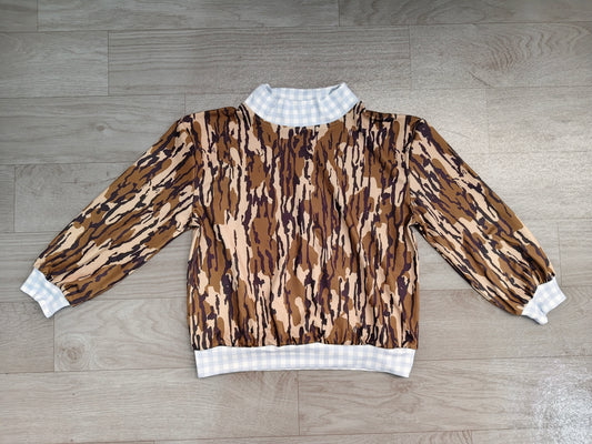 Camo print boys long sleeve pullover top preorder
