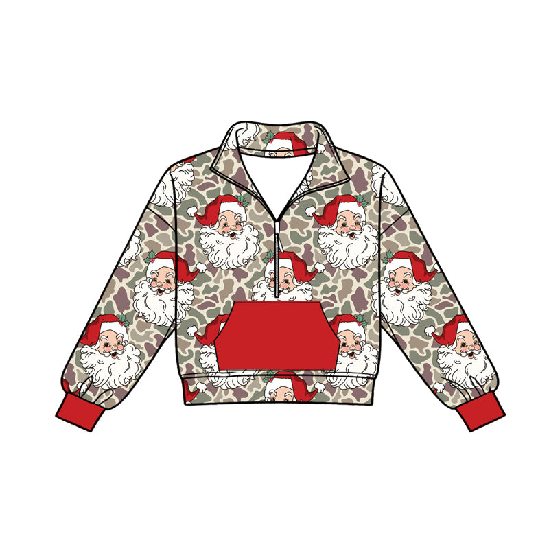 Christmas santa claus print boys long sleeve pullover top preorder