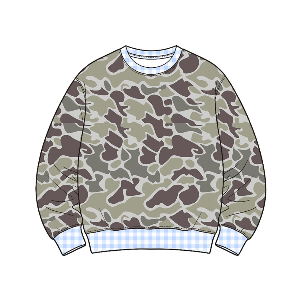 Dark grey Camo color boy long sleeve pullover top preorder