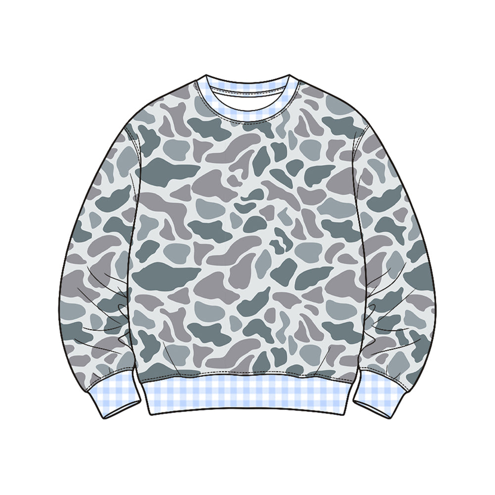 Grey Camo color boy long sleeve pullover top preorder