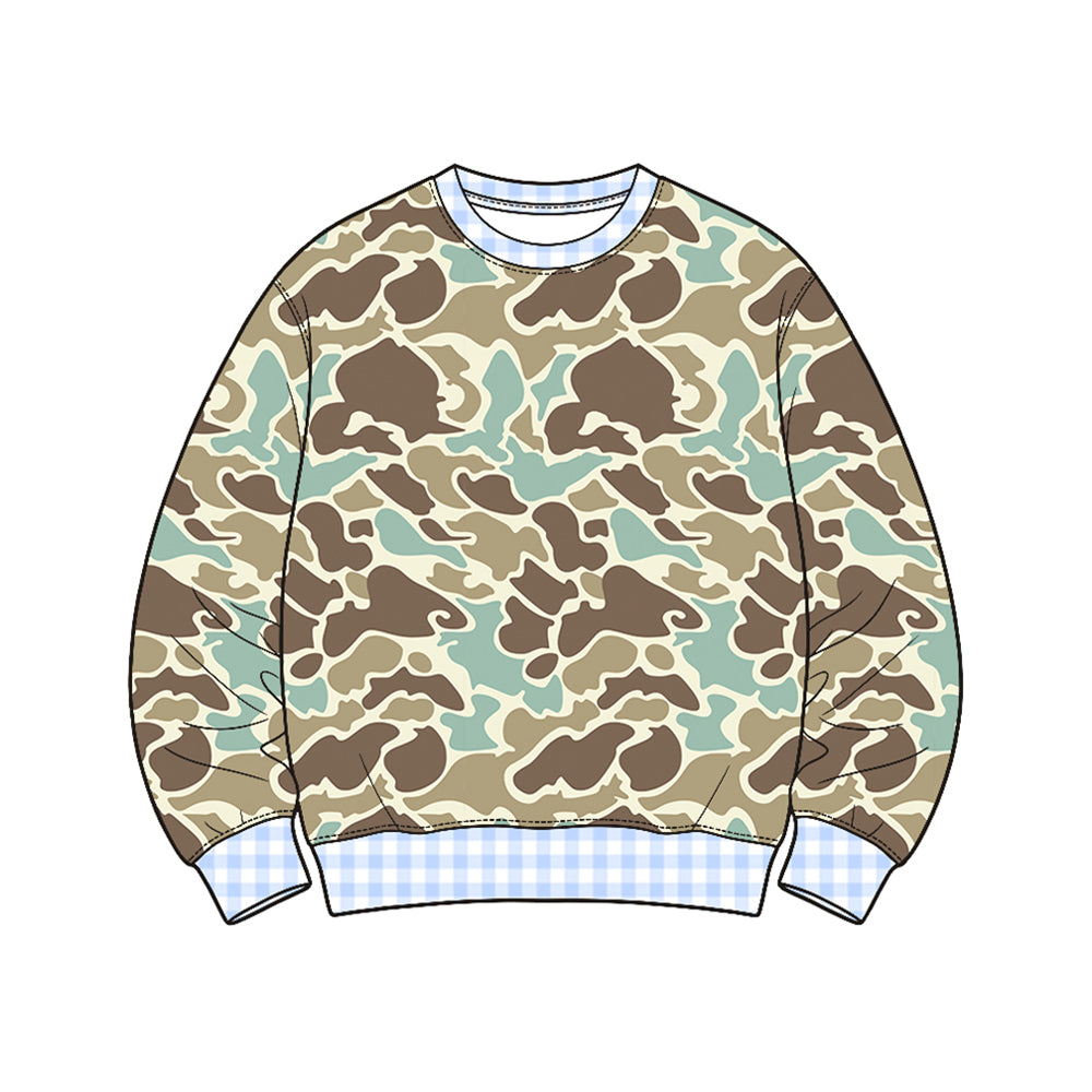 Khaki blue Camo color boy long sleeve pullover top preorder