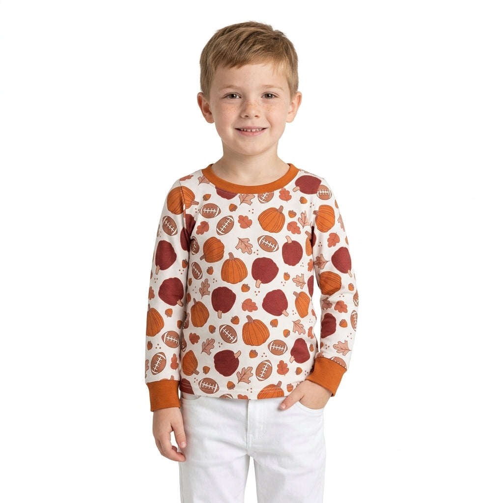 Fall pumpkin kids girl long sleeve thankgiving top