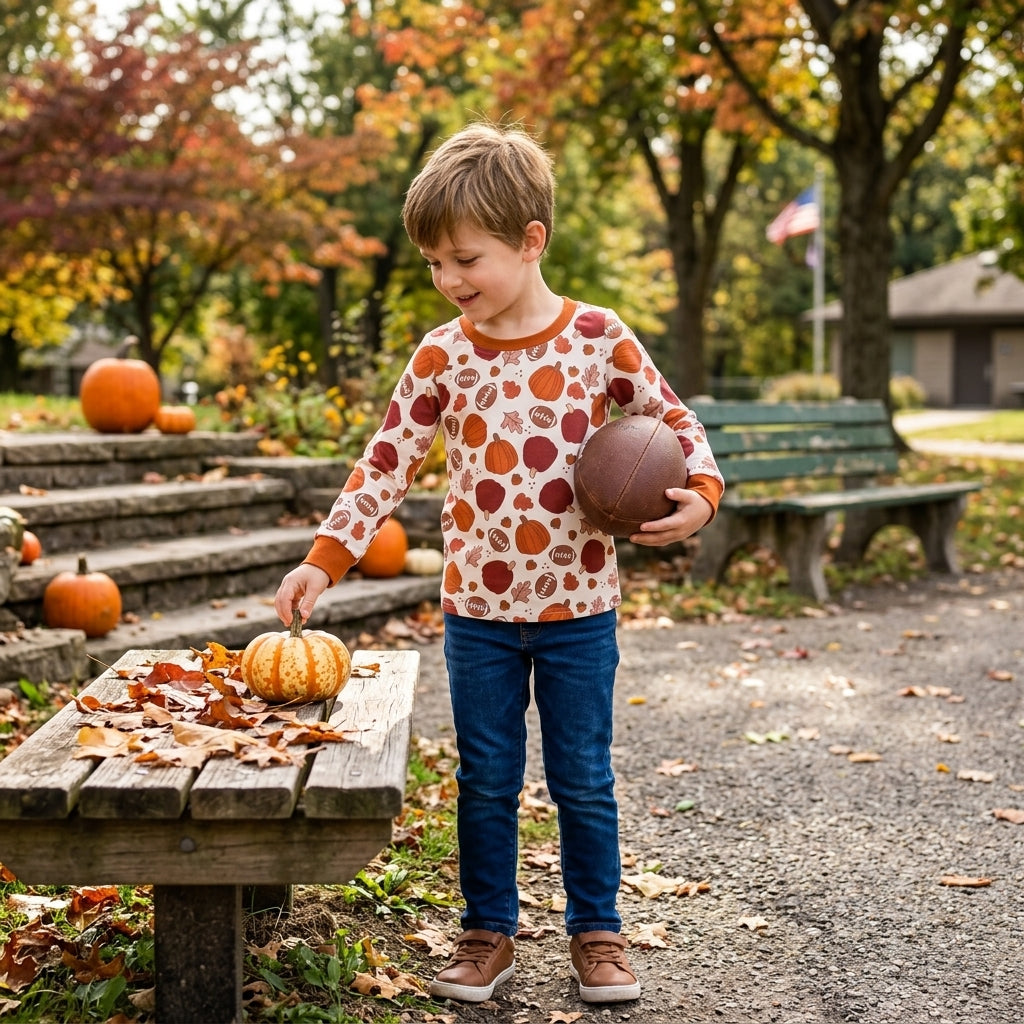 Fall pumpkin kids girl long sleeve thankgiving top