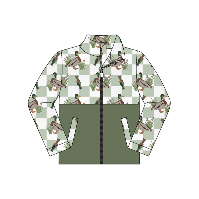 Duck call plaid color boy long sleeve zip top preorder