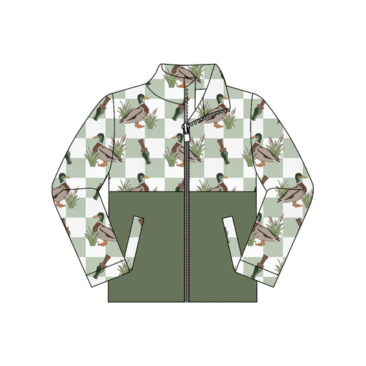 Duck call plaid color boy long sleeve zip top preorder