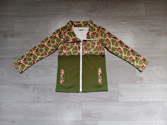 Duck green camo color boy long sleeve zip top preorder