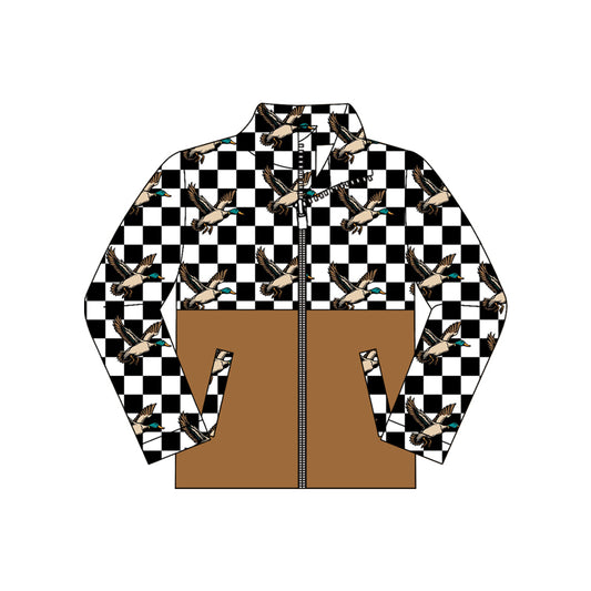 Duck black plaid color boy long sleeve zip top preorder