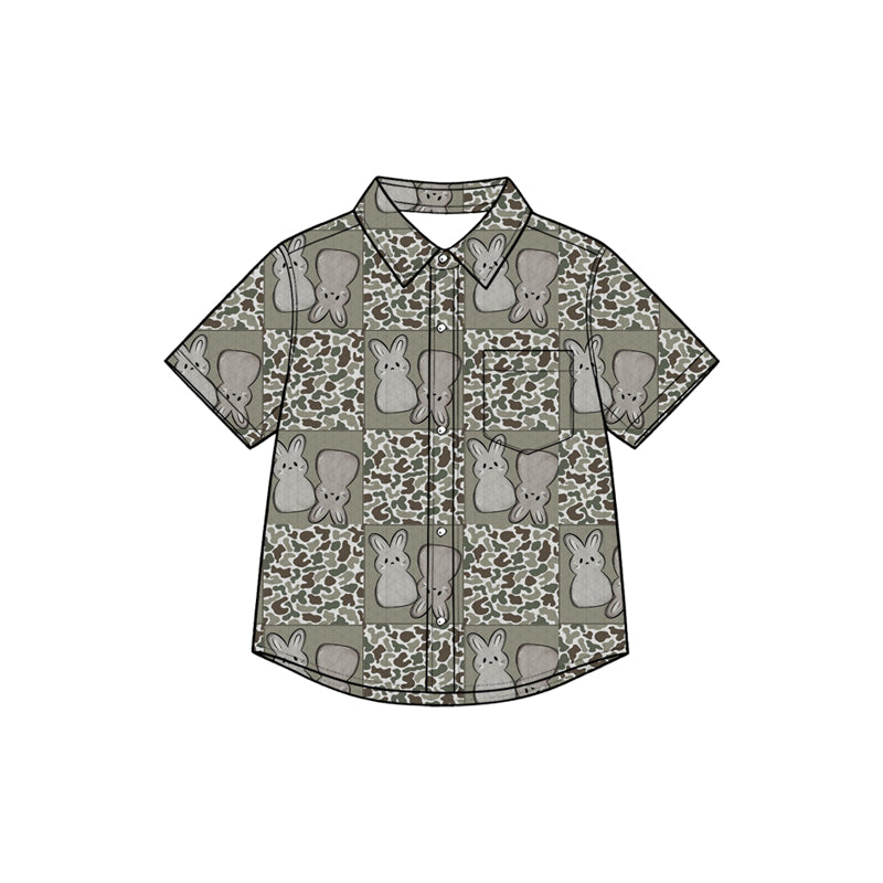 Bunny camo short sleeve button down t-shirt top preorder