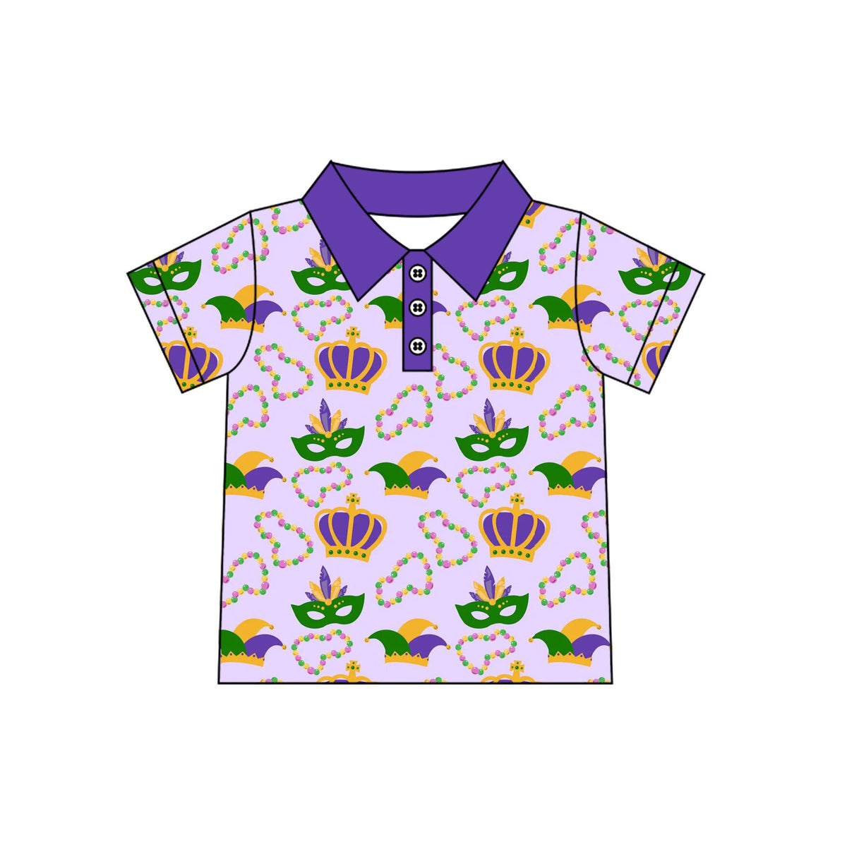 Mardi Gras boys short sleeve pullover top preorder