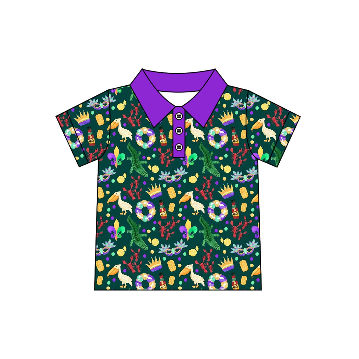 Mardi Gras boys short sleeve pullover top preorder