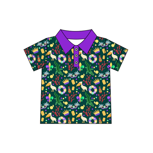 Mardi Gras boys short sleeve pullover top preorder