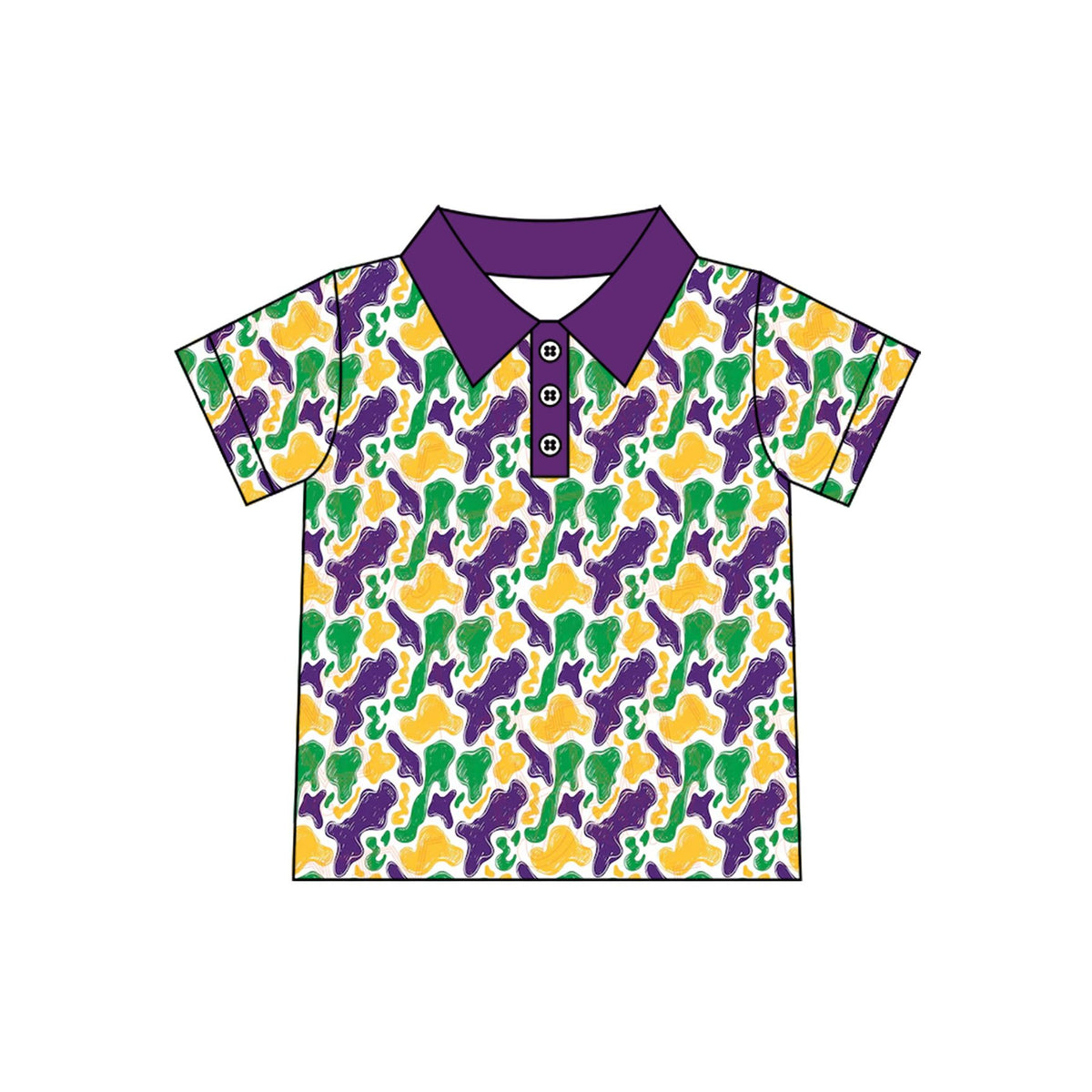 Mardi Gras boys short sleeve pullover top preorder