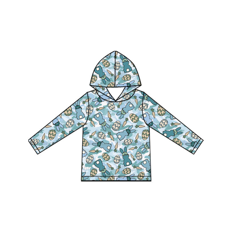 Easter bunny camo print boys long sleeve hoodie top preorder