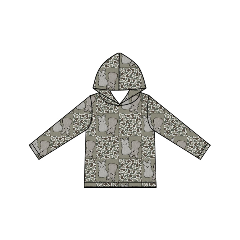 Easter bunny camo print boys long sleeve hoodie top preorder