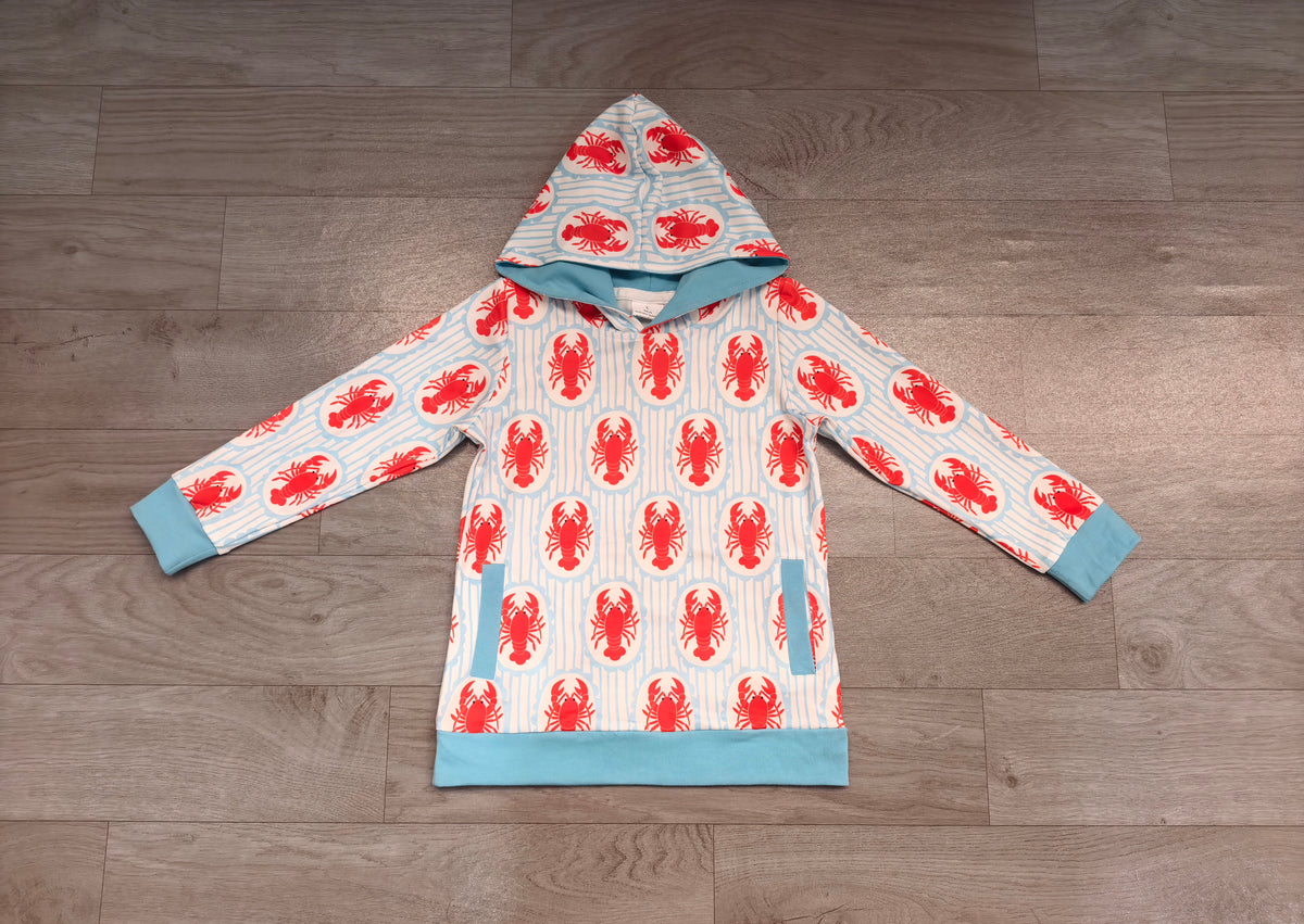 Crawfish print kids boy long sleeve hoodie top preorder