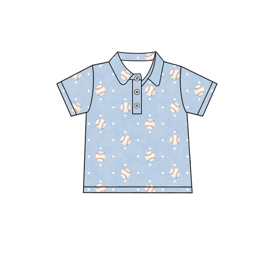 Baseball print kids boy short sleeve pullover top preorder
