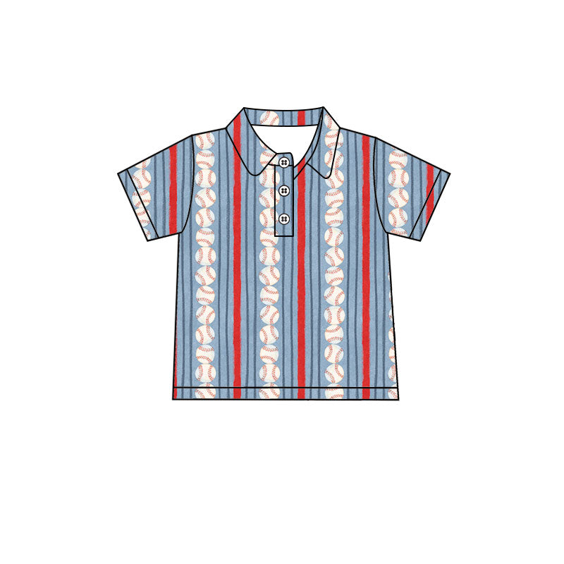 Baseball print kids boy short sleeve pullover top preorder