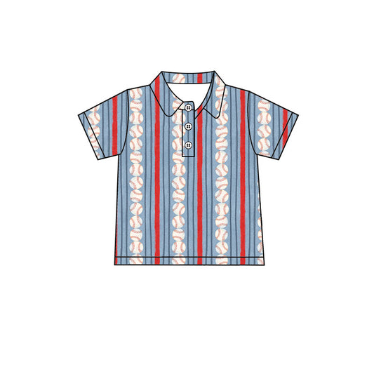 Baseball print kids boy short sleeve pullover top preorder