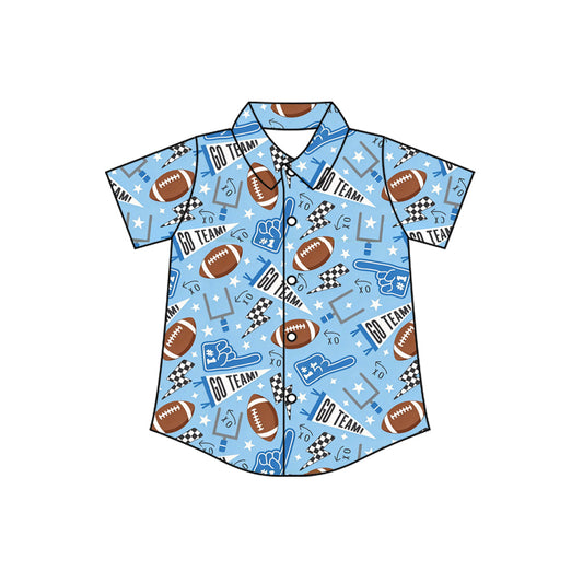 Football bat print kids boy short sleeve button down t-shirt top preorder