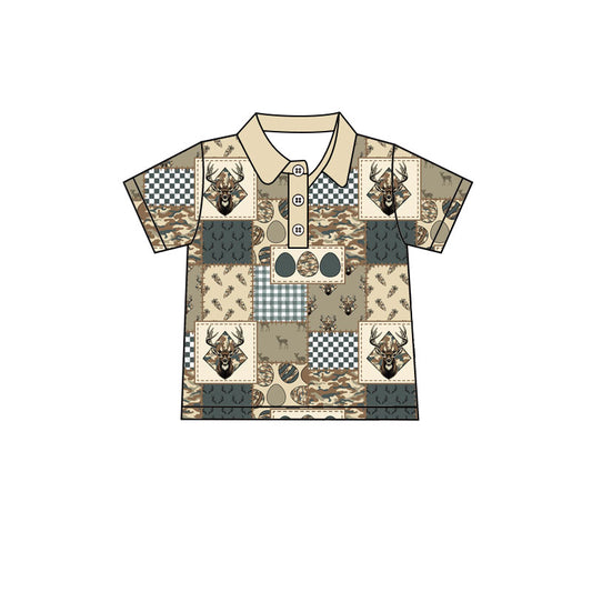 Hunting season deer print kids boys short sleeve top preorder