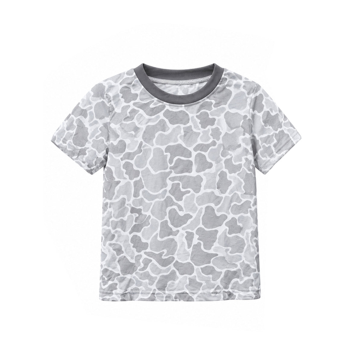 Grey camo print kids boys short sleeve top preorder