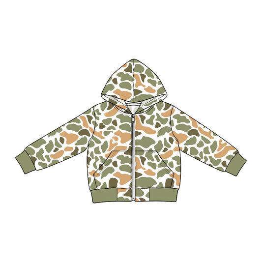 Green orange camo print baby boy long sleeve jeans hoodie top preorder